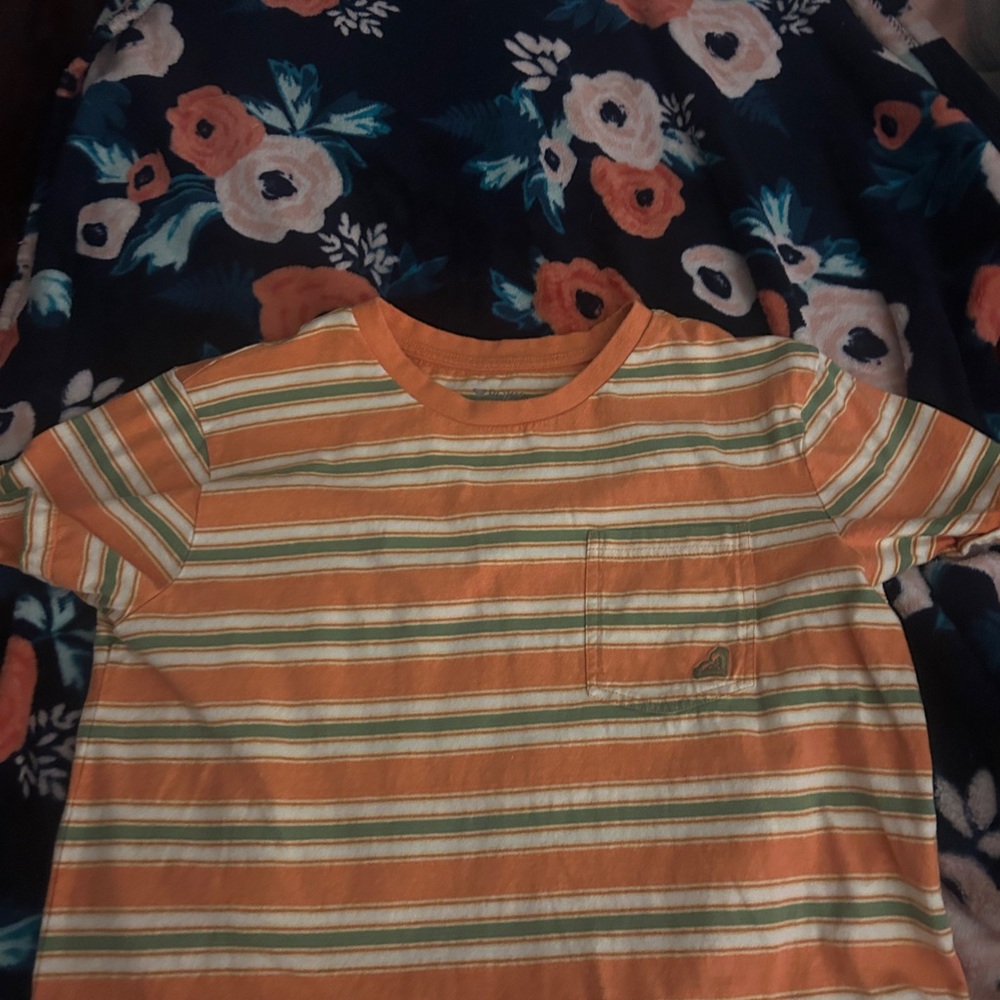 Roxy Kids Orange and Green Striped Tee